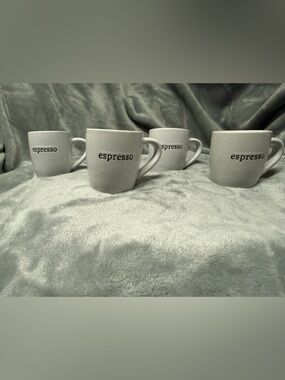 White & black Espresso Ceramic Mug - Set of 4